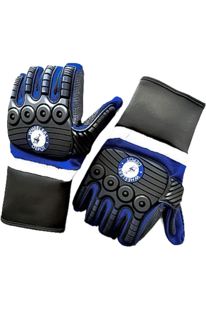 Blue Para Fingerless Gloves on display
