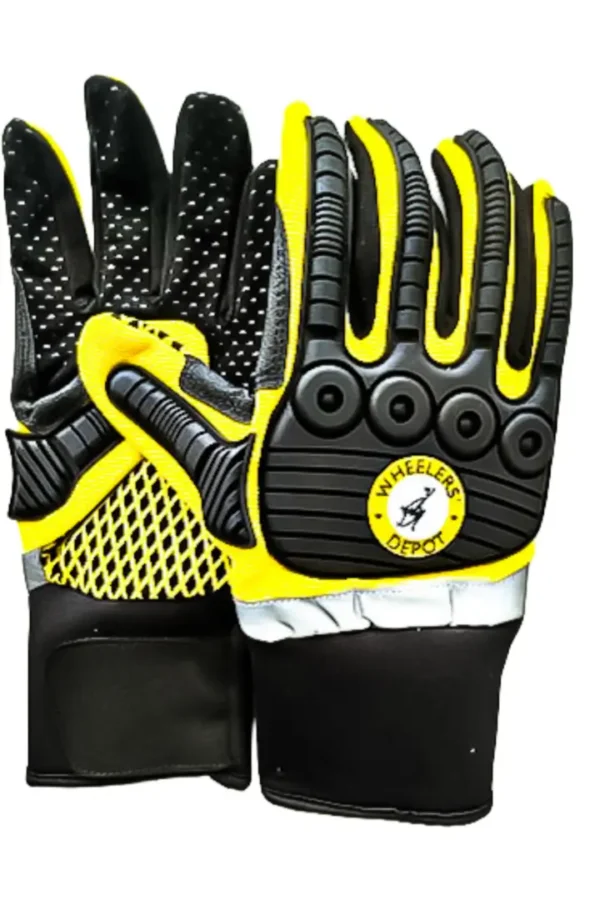 Yellow Para Finger Gloves on display